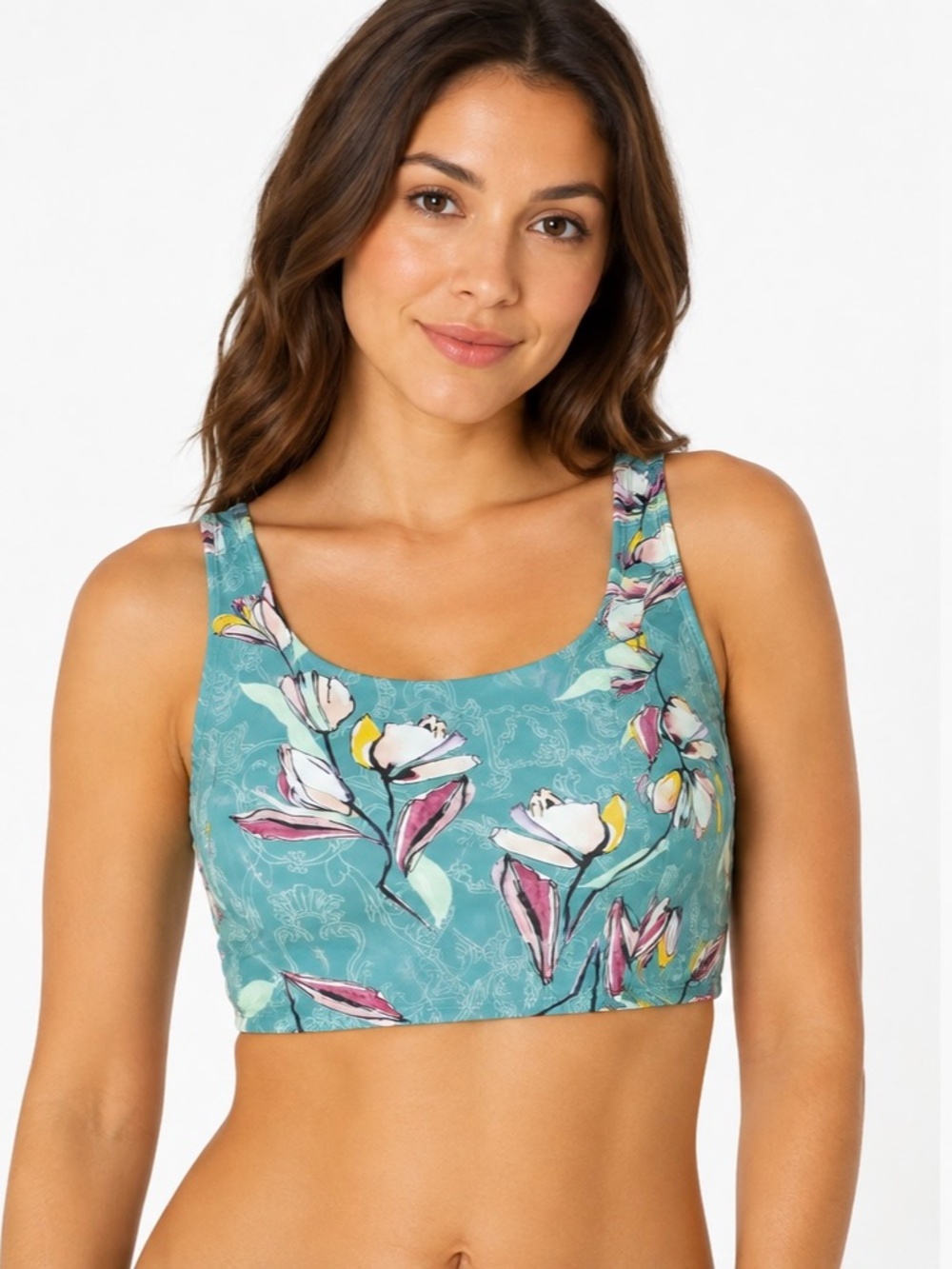 Calia by Carrie UnderwoodNWT Floral Scoop Crop Tank Top in Teal size medium